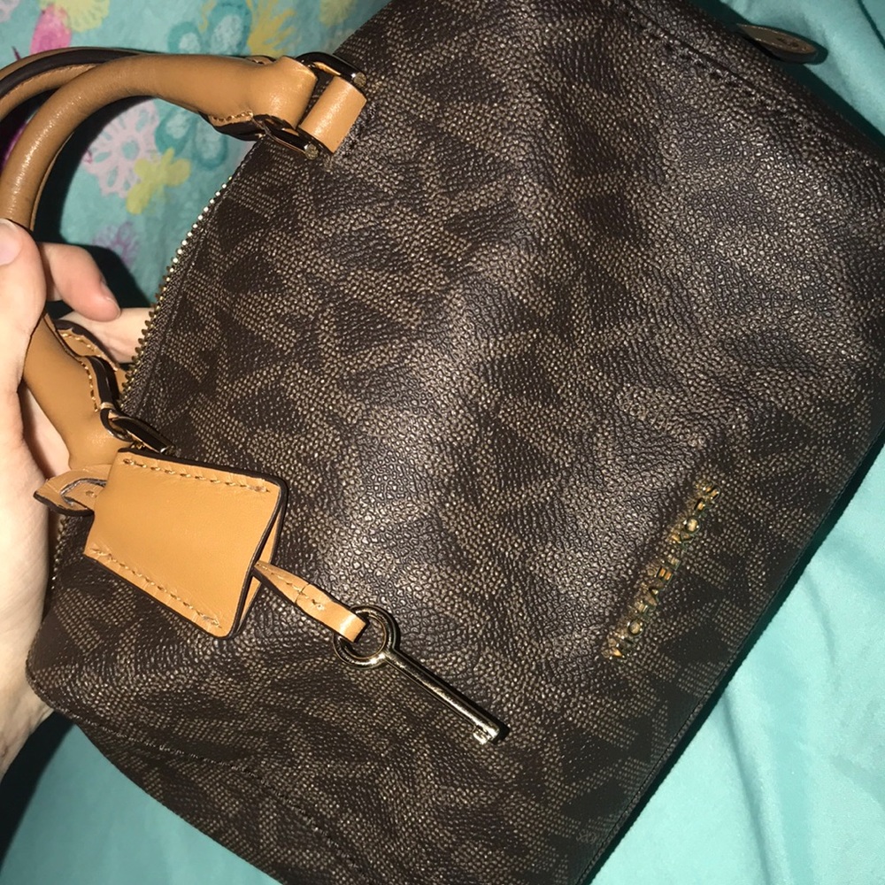 MK Sig Canvas Coated Leather Lock & Key Crossbody!